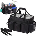 Large Wearable Cleaning Caddy Bag with Detachable Divider, Cleaning Organizer with Handles, Cleaning Supply Tote with Adjustable Shoulder Strap&Waist Belt for Cleaners & Housekeeper (Black) - color: Black