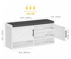 Farmhouse Shoe Storage Bench with Cushion, Entryway Bench with Adjustable Shelves and Open Bottom Shelf, Hidden Shoe Cabinet Storage for Entryway, Hallway, Living Room, Bedroom, White