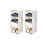 MAX Houser 4 Tier Shelf Hanging Closet Organizer, Closet Hanging Shelf with 2 Sturdy Hooks for Storage,2 Pack, Foldable (Beige) - color: Beige-5