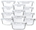 24-Piece Glass Food Storage Containers with Upgraded Snap Locking Lids,Glass Meal Prep Containers Set - Airtight Lunch Containers, Microwave, Oven, Freezer and Dishwasher,White - color: White