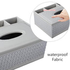 Tissue Box Cover Rectangle White Kleenex Box Holder PU Leather Facial Tissue Organizer,Multifunctional Remote Control Stationery Storage Box,Home Office Supplies Car Napkin Caddy - color: Multifunctional Tissue Box-white Weave