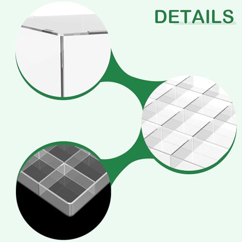 4 PCS Stackable 16 Grids Jewelry Organizer Tray, Clear Earring Display Stand Ring Storage Tray Plastic Drawer Organizer for Makeup, Accessories, Desk, Vanity