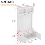 4-in-1 Entryway Hall Tree with Storage Shoe Bench, Coat Rack with Hooks, Open Shelves & Cabinet, Modern Organizer for Mudroom Hallway (White) - color: White