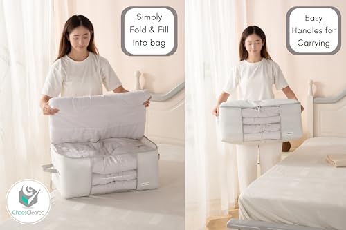 Comforter Storage Bag - Folding Organizer bag for King/Queen Comforters, Pillows, Blankets, Bedding/Quilt, Blanket, Duvet, Mothproof Space Saver; Large Collapsible Organizers, 24"x14"x11" - color: Comforter Bag Gray