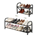 2-Tier Shoe Rack for Closet, 16"-32" Expandable ShoeRack, Adjustable for Entryway Closet Doorway SturdyMetal, Black - color: 2 Layers and 6 Tubes