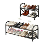 2-Tier Shoe Rack for Closet, 16"-32" Expandable ShoeRack, Adjustable for Entryway Closet Doorway SturdyMetal, Black - color: 2 Layers and 6 Tubes