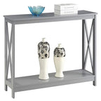 Convenience Concepts Oxford Console Table 39.5" - Sofa Table with Storage Shelf, Transitional Entryway Hall Table for Living Room and Bedroom, Display Foyer Table, Gray - color: Grey