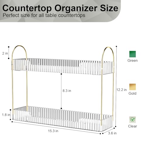 GTI Narrow Bathroom Organizers and Storage, 2 Tier Rectangle Makeup Counter Organizer, Perfume Cosmetics Skincare Vanity Organizers, Dresser Countertop Organizer for Women (Clear) - color: Clear