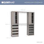 ClosetMaid Modular Storage 68.76-78.78-inch W 4-Drawer 19-Shelf Wood Closet System with Doors, Smoky Taupe - color: Smoky Taupe