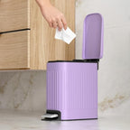 TrashAid Slim Bathroom Trash Can with Lid Soft Close, 6 Liter/1.6 Gallon Stainless Steel Small Garbage Can with Removable Inner Bucket, Step Pedal, Slim Wastebasket for Toilet, Office, Bedroom, Purple - color: Purple