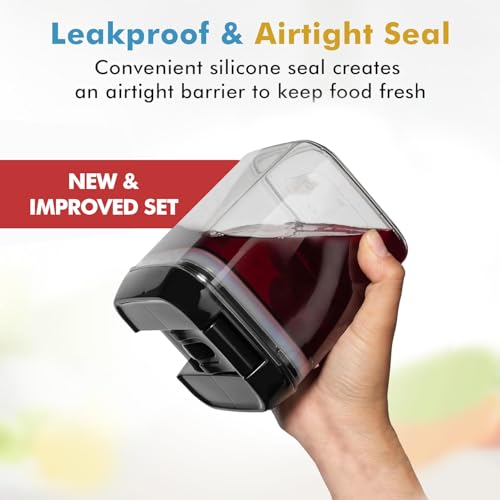 Shazo 6 PC Airtight Food Storage Containers + 6 Spoons Included - BPA Free Plastic Snack & Spice Containers with Easy Lock Lids - Kitchen and Pantry Organization for Herbs Coffee Tea - 0.5L / 2.1 Cup - color: Black - 6 Pc, size: 6 Pc - 0.5 Liter