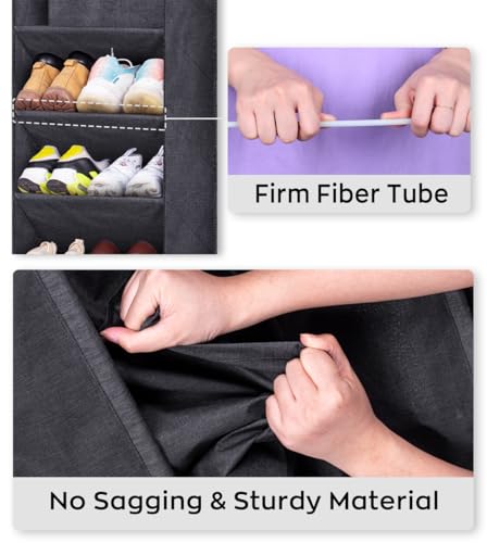SLEEPING LAMB Shoe Rack for Door with Large Deep Pocket, Hanging Door Shoe Organizer for Closet Hanger, Dorm and Narrow Sneaker Storage Holder, Black - color: Black, size: 52.5''