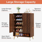 Tribesigns 6-Tier Shoe Cabinet with Doors, Wooden Shoe Storage Cabinet with Adjustable Shelves for Entryway, Hallway, Bedroom (Walnut)