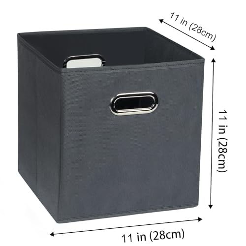 Fabric storage bins Cubes, Fabric Cube Organizer with Handle, Foldable Cube Bins for Cloth or Accessary Storage, 11x11x11, Set of 10, (Gray) - color: Gray, size: 10 Pack