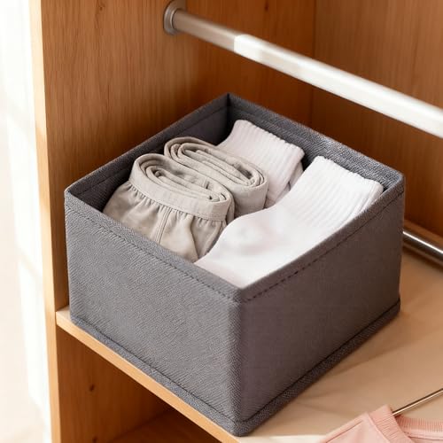 1 Pcs Drawer Organizer Storage Box for Underwear Socks Closet Divider for Wardrobe Dresser Vanity Space Saving Use(Grey) - color: Grey, size: Small