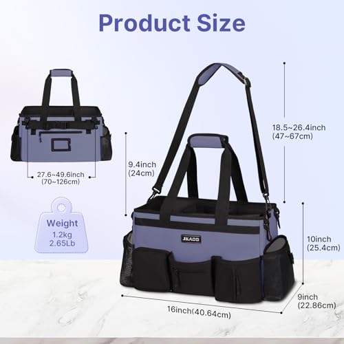 JKAOO Large Wearable Cleaning Caddy Bags,Cleaning Supplies Storage Bag with Handles and Adjustable Shoulder Strap and Removable Waist Straps,Waterproof Cleaning Bags for Home,Car,Office (Denim Blue) - color: Denim Blue