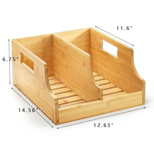 Yesland Bamboo Soda Can Organizers, Can Holder and Drink Dispenser for Kitchen, Countertop, Pantry Organizer Bins for Soda, Pop, Drinks, Beer, Water Bottles, Holds 26-28 Cans