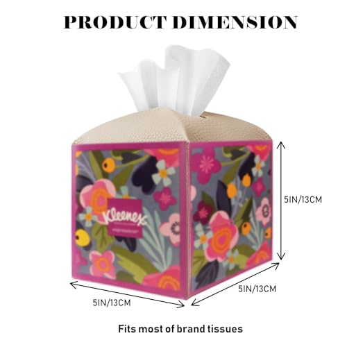 Tissue Box Cover Holder Square Tissue Cube Cover PU Leather Tissue Organizer with Bottom Belt for Bathroom, Tabletop, Car, Night Stands, Office, Home, Kitchen (2, SoftBeige) - color: Softbeige