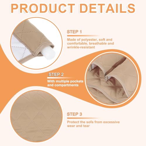 uxcell 1 Pcs Recliner Armchair Caddy, Couch Armrest Organizer with 5 Pockets for Bedside Sofa Remote Control Holder Magazine Phone Book Glasses (Beige, 35"x13") - color: Beige