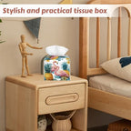 2 Pcs Flamingo Palm Leaf Tissue Box Cover Leather Tissue Box Holder Square Facial Paper Organizer Dispenser for Bedroom Dresser Night Stand Office Desk - color: Flamingo Palm Leaf