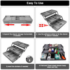 3 Tier Drawer Organizer Collapsible, Multi Level Drawer Organizer, Junk Drawer Organizer for Office, Makeup, Jewelry, Vanity, Kitchen(1 Row 3 Tier)