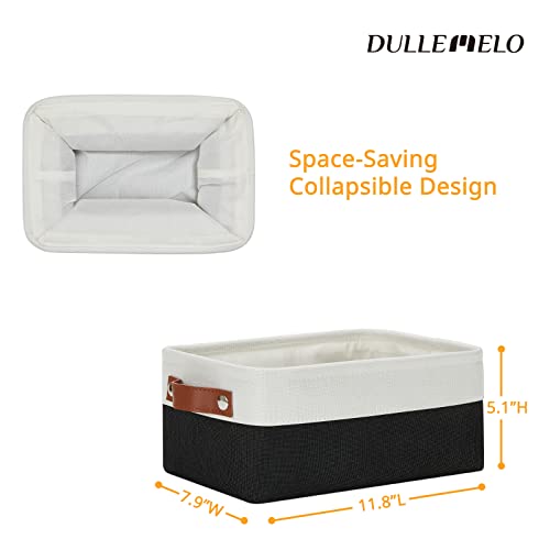 DULLEMELO Small Storage Bin, Collapsible Rectangular Fabric Basket for Organizing, Shelves, Closets, Nursery, Home, Office, Empty Gift Basket (White&Black) - color: White&Black, size: Small-11.8"x7.9"x5.1"