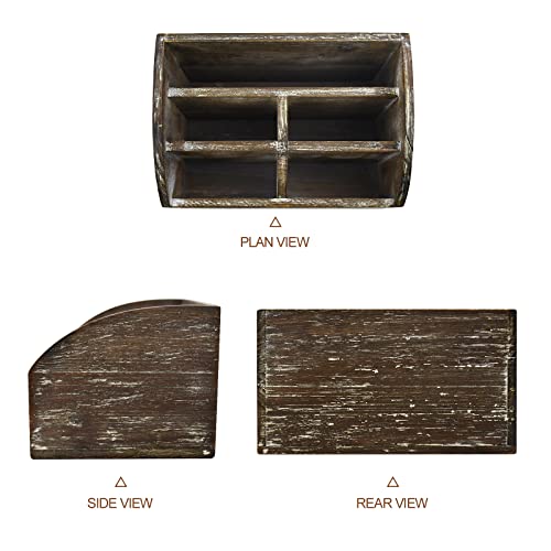OKSQW Wood Desk Organizer, Solid Wooden Dark Brown Pen Holder for Desktop Organizer, No Need Assembly, Home Office Supplies Workspace Organizers Mail Holder Remote Control Countertop Storage Box - color: Dark Brown1-M
