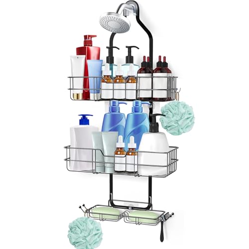 anyshwu Shower Caddy Hanging, White, Plastic, Unisex, 13 Inches Deep x 6 Inches Wide x 4 Inches High, Hanging Mount, Quick Dry, For Showers - size: Bathroom Organizer 2