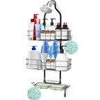 anyshwu Shower Caddy Hanging, White, Plastic, Unisex, 13 Inches Deep x 6 Inches Wide x 4 Inches High, Hanging Mount, Quick Dry, For Showers - size: Bathroom Organizer 2