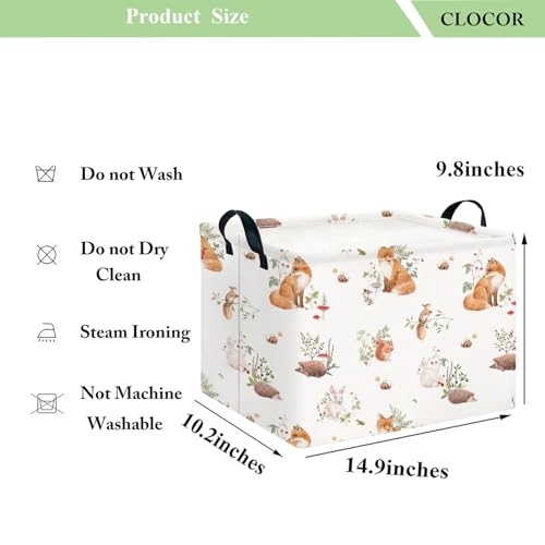 CLOCOR Rectangular Storage Basket,Collapsible Cute Pattern Storage Bin,Waterproof Books Box with Handles,Gift Basket(Fox) - color: Fox