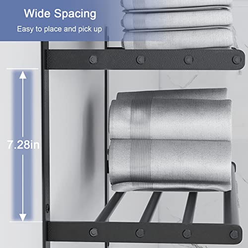 Hotel Towel Racks for Bathroom Wall Mounted, BETHOM Towel Shelf for Bathroom 3-Tier, 16 Inch Matte Black Towel Bar with Shelf - color: Matte Black, size: 16IN (1 Bar)