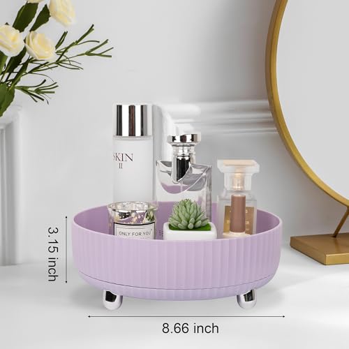 Anyoifax Makeup Perfume Organizer Tray 360 Degree Rotating Lazy Susan Skincare Lotion Organizer Spinning Cosmetics Storage for Dresser, Vanity, Bathroom Countertop, Small Purple - color: Purple, size: 9 "