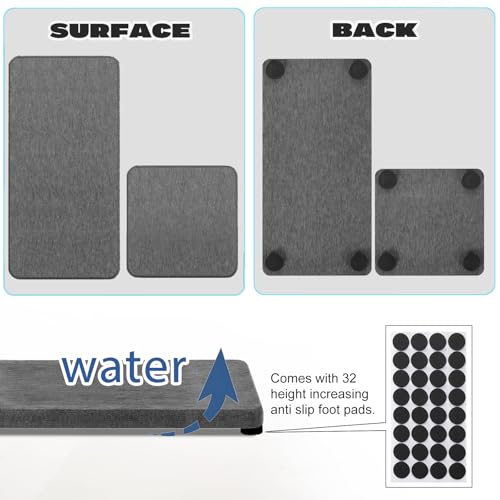 4PCS Water Absorbing Stone Tray for Sink, Fast Drying Stone Sink Tray, Water Absorbent Diatomite Trays, Stones Soap Diatomaceous Coaster, Stones Drying Trays for Bathroom Sinks and Kitchen Counter - color: Dark Gray