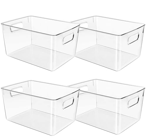 Clear Plastic Storage Bins, Pantry Organizers and Storage or Kitchen Organization and Storage Containers Bins for Organizing, Fridge, Freezer, Bathroom, Pantries, Refrigerator, Cabinet Organizer Bin - size: 11 x 7.5 x 6