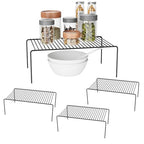 Medium(13 x 9.4 inch)Black Cabinet Storage Shelf Rack Set of 4, Rustproof Metal Wire Kitchen Counter Organizers and Storage, Spice Organization for Cabinet, Plate, Dish, Pantry, Bathroom, Fridge - size: 4Pack-Black-13 x 9.4 inch