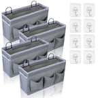 4pcs 3-pockets Wall Hanging Storage Bag, Bedside Caddy Organizer Bags,Bed Caddy Linen Fabric Door,Baskets with Pockets and Fixed Straps Waterproof Bin for Kitchen, Bedroom,Office,Hospital Beds