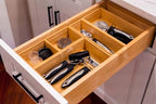 Umilife Bamboo Kitchen Drawer Organizer, Extra High Silverware Tray, Flatware Cutlery Storage Box, Multi-Use Holder in Office, Bathroom, Pantry - 9"x3"x2.5" (Set of 2) - size: 9 x 3 x 2.5" (Standard, Set of 2)