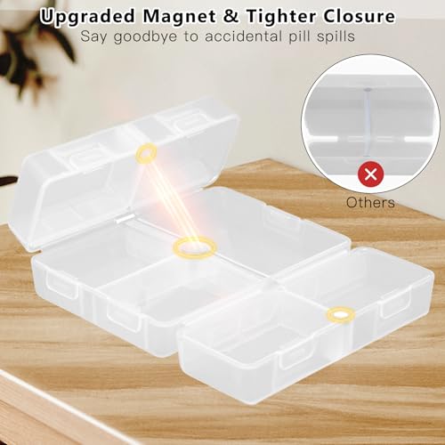 FYY Daily Pill Organizer, 7 Compartments Portable Pill Case Travel Pill Organizer,[Folding Design] Pill Box for Purse Pocket to Hold Vitamins,Cod Liver Oil,Supplements and Medication-Clear - color: Clear, size: Small (1 Piece)