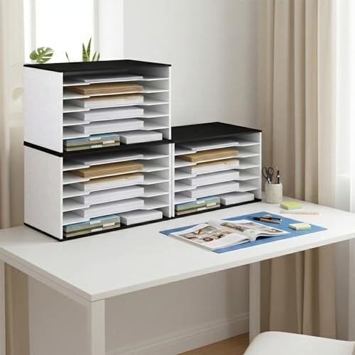 12x18 Construction Paper Organizer, 6-Tier Wooden Flat File for 11x17 & A3 Sheets | Large Durable wood composite organizer Paper Storage for Classroom, Office & Art Room | Black & White| - size: 6 tiers Black & White 20.25"W x 12.25"H x 13.25"D