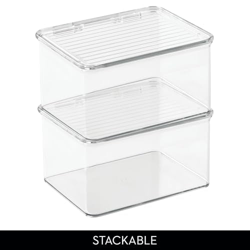 iDesign Recycled Plastic Pantry and Kitchen Storage, Freezer and Fridge Organizer Lidded Bin – 6.75” x 5.75” x 3.75”, Clear - style: Pack of 1