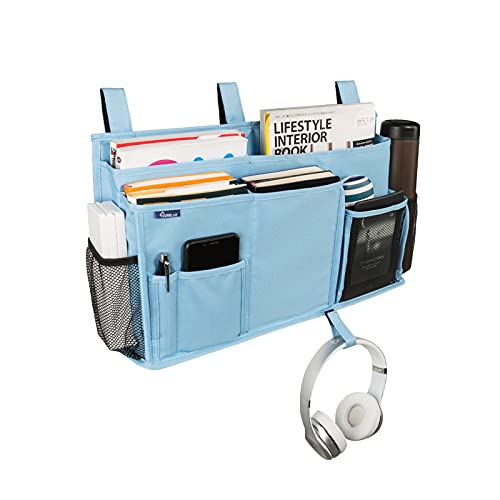 Surblue Bedside Caddy Hanging Bed Organizer Storage Bag Pocket for Bunk and Hospital Beds, College Dorm Rooms Baby Bed Rails, Camp 8 Pockets, (Large, Skyblue) - color: Skyblue, size: Large
