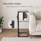 Vagusicc C Shaped End Table, 33'' Tall Side Table for Couch, Adjustable Height Small Couch Side Table for Small Spaces, C Table Slide Under Sofa Table TV Tray Arm Table for Living Room, Bedroom, Grey - color: Greige