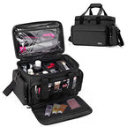 BAFASO Large Makeup Bag with 2 Removable Pouches and Detachable Dividers, Multifunctional Cosmetic Bag to Keep Makeup and Hair Supplies (Patent Pending), Black - color: Black