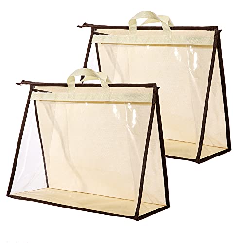 CINPIUK Clear Handbag Storage Bags Purse Organizer for Closet, Zipper Hanging Storage Bag for Handbags, XL, 2PCS - color: Beige, size: XL-2PCS