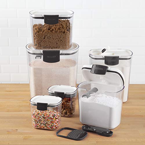 Progressive ProKeeper Baker's Airtight Kitchen Storage Canister Container Set for Flour, Sugar & More, Keeps Ingredients Fresh, with Accessories (Black Latches, 6- Piece) - color: Black Latches, size: 6- Piece