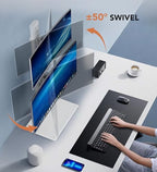 Dual Monitor Stand - Vertical Stack Screen Free-Standing Monitor Riser Fits Two 13 to 34 Inch Screen with Swivel, Tilt, Height Adjustable, Holds One (1) Screen up to 44Lbs HT05W-002 White - color: White