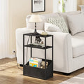 TUTOTAK Narrow Side Table, Small End Table with Charging Station, Nightstand with Fabric Basket, Bedside Table for Small Space, Livingroom, Bedroom Black TB01BK095 - color: Black