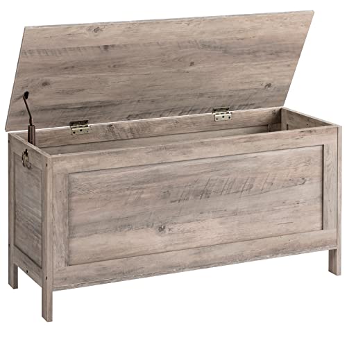 HOOBRO Toy Box, Retro Wooden Look Storage Chest with Safety Hinge, Entryway Storage Bench Supports 220 lb, 39.4 x 15.7 x 18.9 Inches Toy Chest Organizer, Easy Assembly (Greige) BG100CW01 - color: Greige, size: 39.4x15.7x18.9 Inch