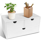 Charmewooden desk organizer with drawers countertop drawer organizer Tabletop Storage Organization Box Home Office Workspace Bathroom Toiletries Supplies (white) - style: White