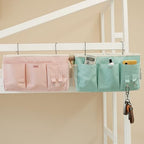 Bedside Storage Caddy Bag,Bedside Hanging Organizer Magazine Holder for Bunk bed Hospital Beds Holders Books Glasses Phones (Pink)